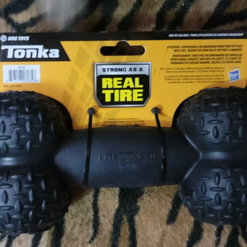 Dog Tonka Tire Dumbbell Toy Treat Feeder Tough Large Dog!